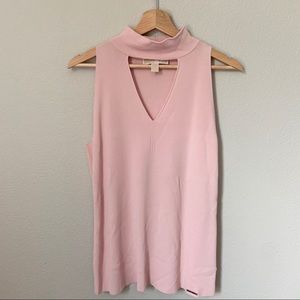 Michael Kors Mockneck Cutout Ribbed Tank